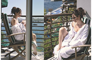Nesrin Cavadzade'den bornozlu balkon pozları
