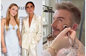David Beckham'ın makyajını kızı Harper yaptı