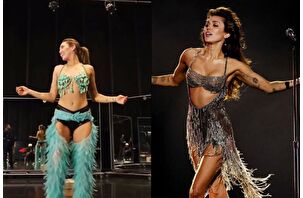 Miley Cyrus, yakında çıkacak olan albümü için Vegas şov kızı kıyafetiyle prova yaptı