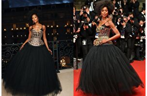 Naomi Campbell, Cannes'da Dolce&Gabbana elbisesiyle boy göstermeden önceki kamera arkasını paylaştı