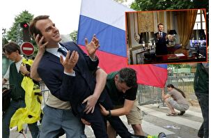 Macron'un heykeli müzeden çalındı eyleme götürüldü