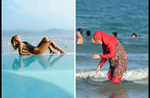 Lüks otelde bikini, halk plajında burkini