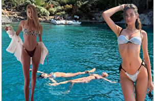 İki Türkiye güzeli bir yatta Göcek koylarında