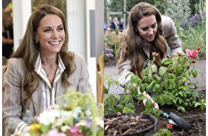 Kate Middleton hastane bahçesi ziyaretinde gül dikti
