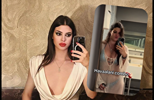 Derin Talu havalimanına bikiniyle geldi