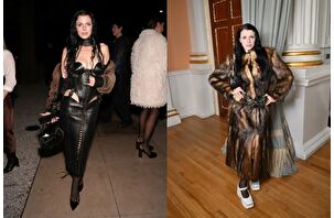 Julia Fox, British Vogue'un moda partisine Dilara Fındıkoğlu imzalı siyah deri korse elbiseyle geldi