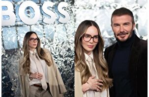 Belinda, Milano Moda Haftası'nda Boss defilesinde David Beckham ile birlikte poz verdi