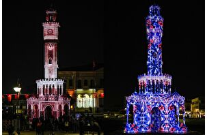 İzmir Kültür Yolu Festivali'nde, Saat Kulesi dijital sanatla ışıklandı