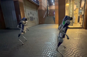 Caracas'ta devriye gezen robot köpekler spor yaptı