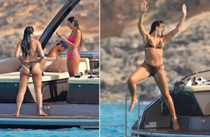Leopar desenli bikinili Dua Lipa, Ibiza tatilinde