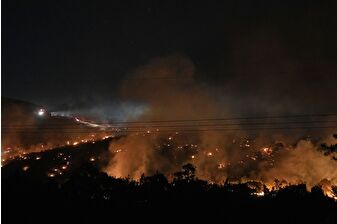İzmir'in Aliağa ilçesinde başlayıp Foça'ya sıçrayan yangına müdahale sürüyor