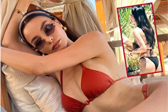Hazal Filiz Küçükköse köpeğiyle deniz keyfinde