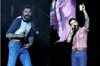 Post Malone, hayranıyla kadeh tokuştururken sahneden düştü