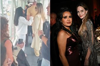 Angelina Jolie ve Salma Hayek, Mexico City'de yolcular arasında uçağa binerken görüldü