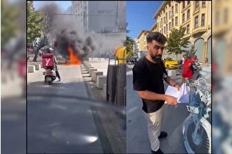 Trafik cezası alan sürücü sinirlenince motosikletini yaktı
