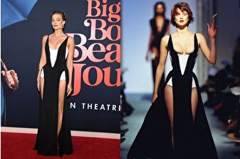 Margot Robbie, 1998 Mugler elbisesi ile kırmızı halıda