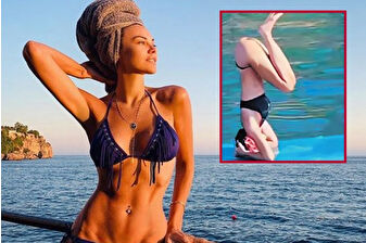 Oyuncu Tuvana Türkay’dan denizde yoga şov