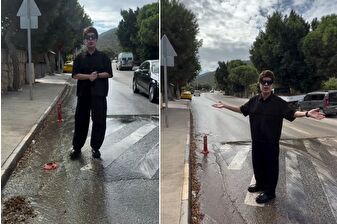 Sanatçı Yılmaz Morgül, Bodrum'daki su sorununa tepki gösterdi, patlayan su borusunun başında video çekti