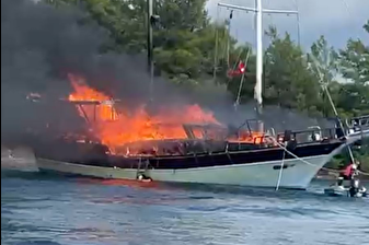 Fethiye'nin Göcek açıklarında gulet teknede yangın çıktı