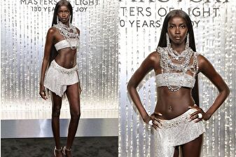 Model Anok Yai kristal taşlar içinde ışıltı saçtı