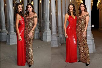 Manken anne kız Kaia Gerber ve Cindy Crawford sanat ve film galasında ışıltılar içinde poz verdi