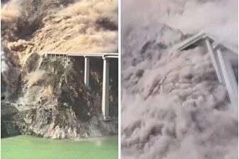 Çin'de yeni açılan 750 metrelik köprünün çökme anı kameralara yansıdı