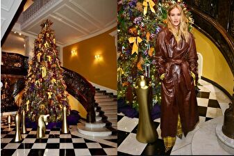 Burberry, kendi kumaşlarından yılbaşı ağacı tasarladı ve tanıtımında Rosie Huntington-Whiteley de yer aldı