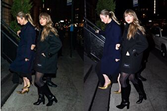 Taylor Swift ve Este Haim, New York'taki lüks restoran Chez Margaux'ya girerken görüntülendi