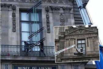 Louvre Müzesi'nde, soyguncuların 88 milyon euroluk mücevherleri çalarken kullandıkları pencereye demir korkuluk yerleştirildi