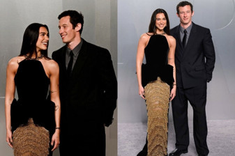 Dua Lipa ve nişanlısı Callum Turner'ın parti pozu