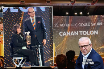 Vehbi Koç ödül töreninde Canan Tolon, iki metafor cümle ile bir salonu nasıl fethetti