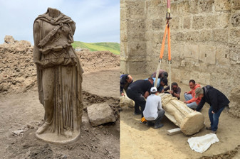 Batı Tiyatrosu’nda iki metrelik Athena heykeli gün yüzüne çıkarıldı
