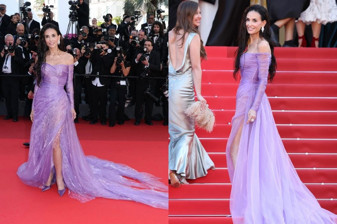Demi Moore, Cannes'da Gucci elbisesiyle poz verdi