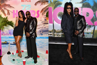 Kevin Hart, eşi Eniko ve rol arkadaşı Teyana Taylor ile kırmızı halıda