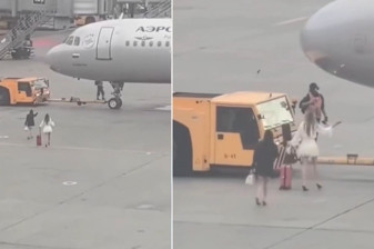Moskova'da uçağı kaçıran iki yolcu, aprona çıkarak uçağı durdurmaya çalıştı