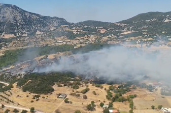 Kaş'ta orman yangınına müdahale ediliyor