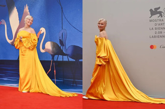 Pamela Anderson, Carolina Herrera tasarımıyla kırmızı halıda