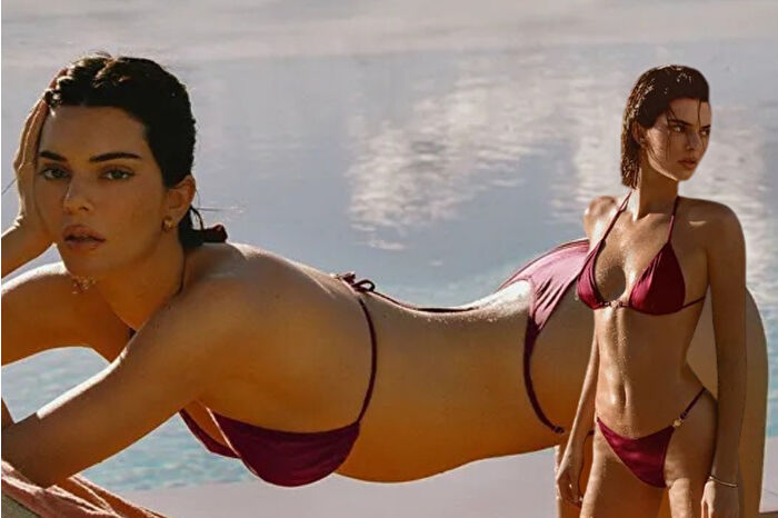 Yazın enerjisini kiraz kırmızısı bikiniyle yansıtan Kendall Jenner’dan yeni fotoğraflar