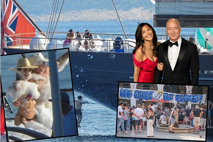 Jeff Bezos ve Lauren Sanchez düğün öncesi Koru'da köpük partisi verirken, Venedik meydanında Bezos karşıtı protestolar yapıldı