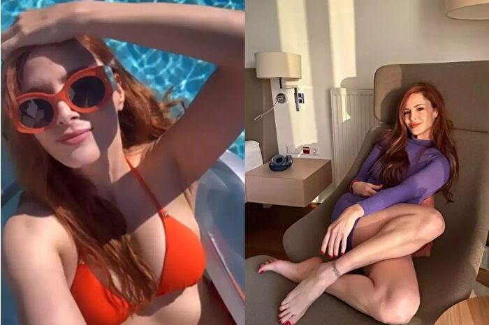 Mine Tugay turuncu bikinisiyle açılışı yaptı