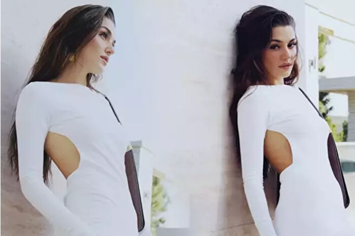 Hande Erçel'in sırt dekolteli beyaz şıklığı