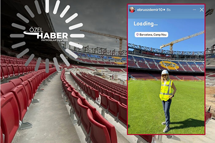 Limak İnşaat'ın yeniden inşa ettiği Barcelona'nın Camp Nou Stadı'nda sona doğru, Ebru Özdemir çimler üzerinden paylaştı
