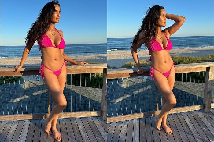 TV yıldızı 54 yaşındaki Padma Lakshmi, Hamptons'ta tatilde