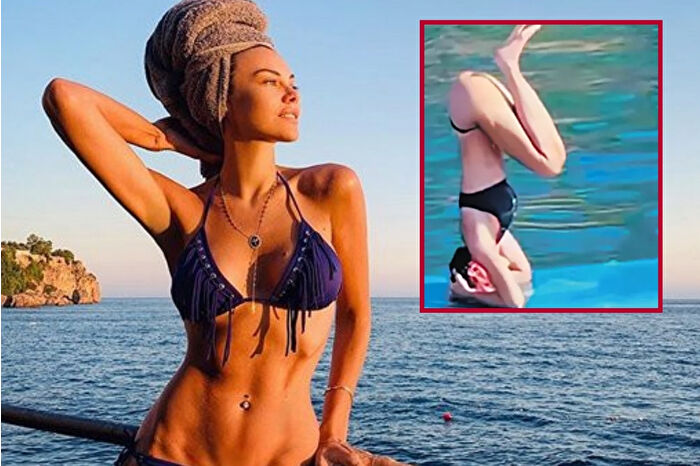 Oyuncu Tuvana Türkay’dan denizde yoga şov