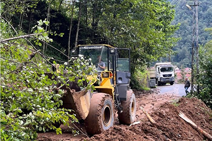 Trabzon'da etkili yağış nedeniyle dört ilçede heyelan ve su taşkınları yaşandı