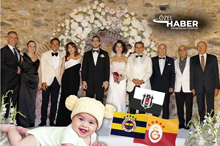 Nikah şahidi olan GS Başkanı Dursun Özbek, eski FB yöneticisi Nihat Özdemir ve BJK’li gazeteci Fikret Ercan bebek rekabetine tutuştu