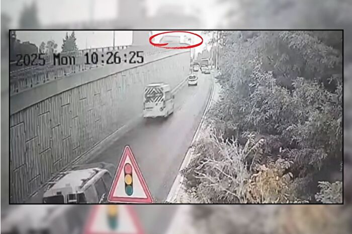 İzmir'de tırın viyadükte asılı kaldığı anların görüntüleri ortaya çıktı