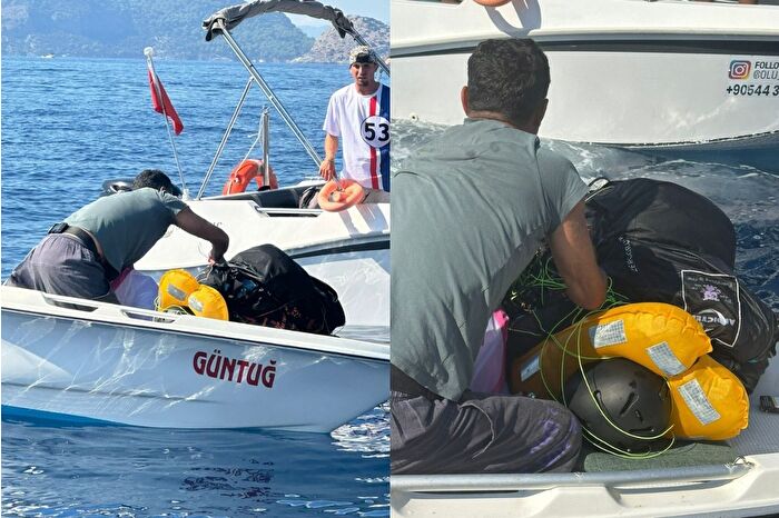 Ölüdeniz bölgesinde Babadağ’dan atlayan Alman yamaç paraşütçüsü denize düştü