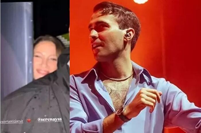 Serenay Sarıkaya aşkı Mert Demir'i konserinde yalnız bırakmadı