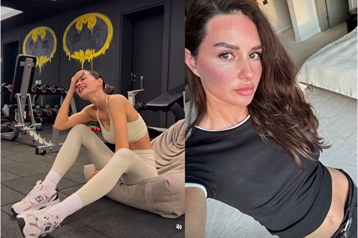 İş insanı İzzet Özilhan'ın eski eşi Yasemin Ergene'den spor sonrası kaslı poz